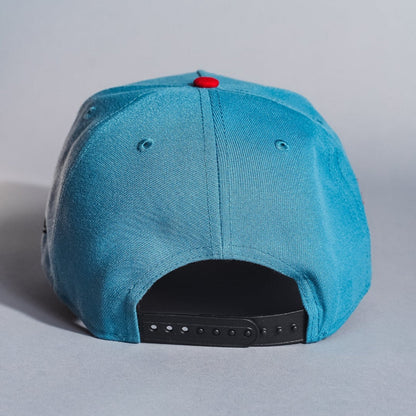 NEW ERA 9FIFTY A-FRAME SKY BLUE/BLACK ATLANTA BRAVES SNAPBACK W/ 2000 ALL STAR GAME SIDE PATCH
