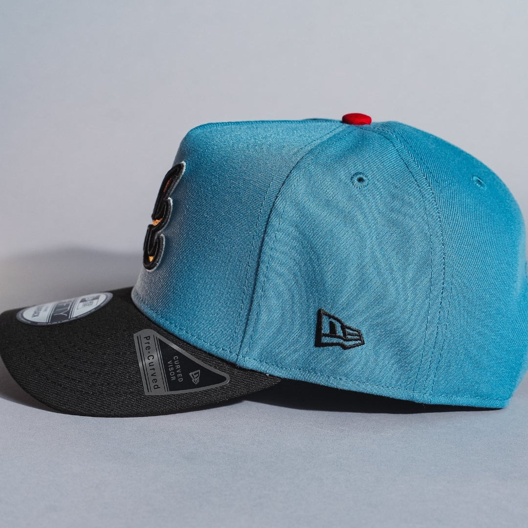NEW ERA 9FIFTY A-FRAME SKY BLUE/BLACK ATLANTA BRAVES SNAPBACK W/ 2000 ALL STAR GAME SIDE PATCH