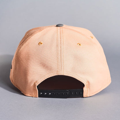 NEW ERA 9FIFTY A-FRAME BLUSH/BLACK TEXAS RANGERS SNAPBACK W/ WORLD SERIES CHAMPIONS SIDE PATCH