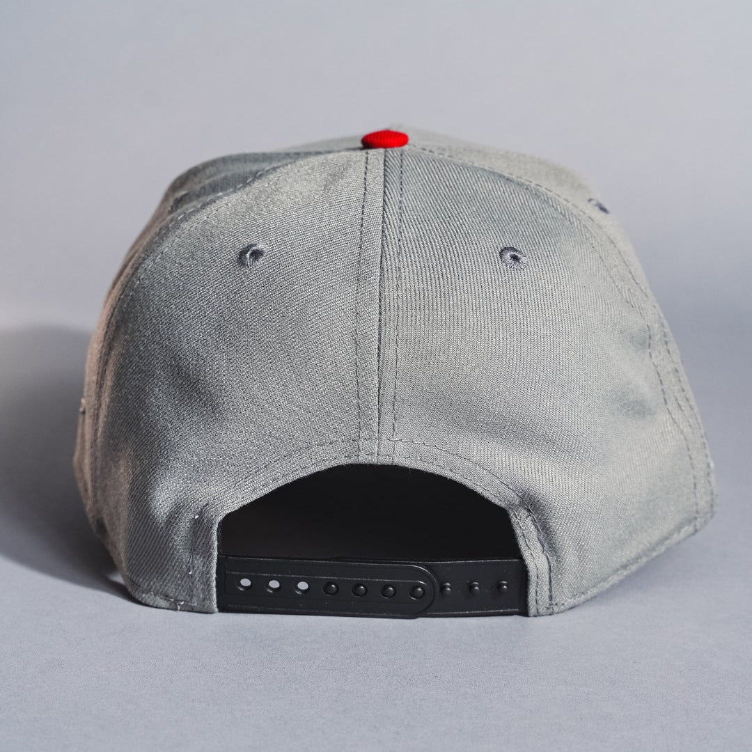 NEW ERA 9FIFTY A-FRAME GREY/BLACK ATLANTA BRAVES SCRIPT SNAPBACK W/ TURNER FIELD SIDE PATCH