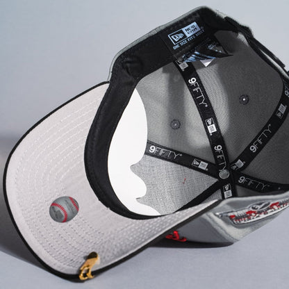 NEW ERA 9FIFTY A-FRAME GREY/BLACK ATLANTA BRAVES SCRIPT SNAPBACK W/ TURNER FIELD SIDE PATCH