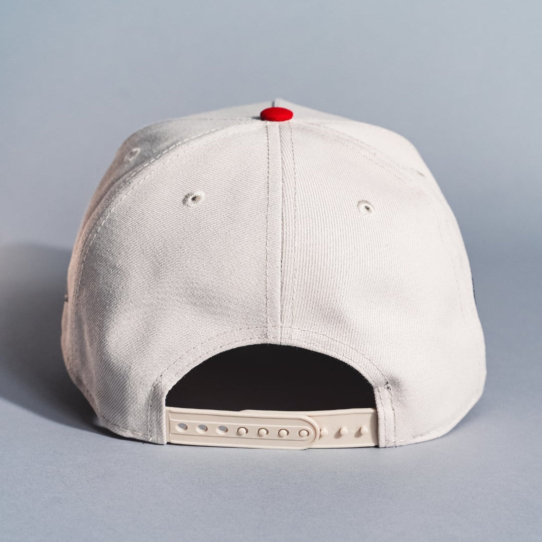 NEW ERA 9FIFTY A-FRAME SMOKE GREY ATLANTA BRAVES SCRIPT SNAPBACK W/ 2017 INAUGURAL SEASON SIDE PATCH