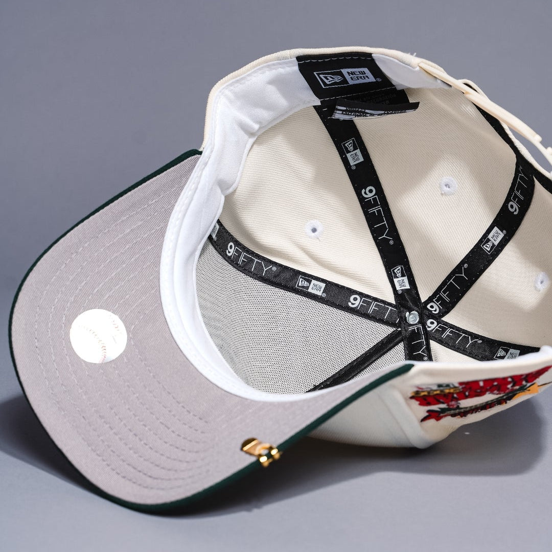 NEW ERA 9FIFTY A-FRAME CHROME/FOREST GREEN ATLANTA BRAVES SNAPBACK W/ 2000 ALL STAR GAME SIDE PATCH