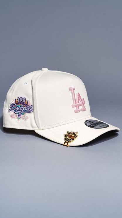 NEW ERA 9FIFTY A-FRAME WHITE LOS ANGELES DODGERS W/ 100TH ANNIVERSARY SIDE PATCH