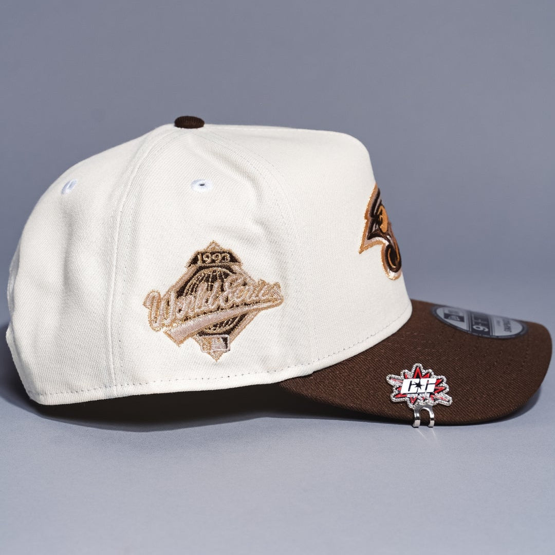NEW ERA 9FIFTY A-FRAME CHROME/BROWN TORONTO BLUE JAYS W/ WORLD SERIES SIDE PATCH