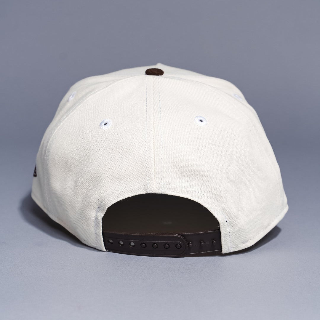 NEW ERA 9FIFTY A-FRAME CHROME/BROWN TORONTO BLUE JAYS W/ WORLD SERIES SIDE PATCH