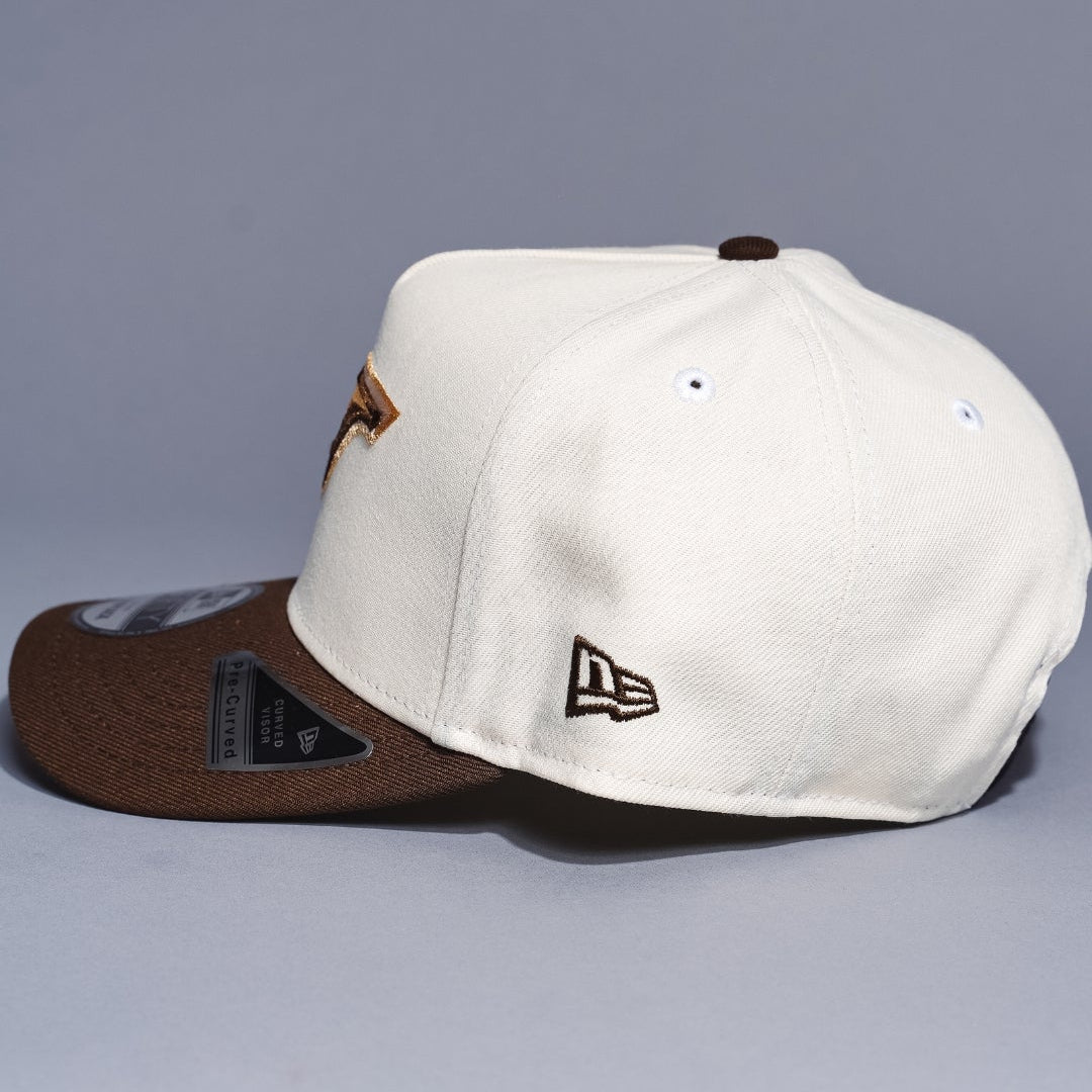 NEW ERA 9FIFTY A-FRAME CHROME/BROWN TORONTO BLUE JAYS W/ WORLD SERIES SIDE PATCH