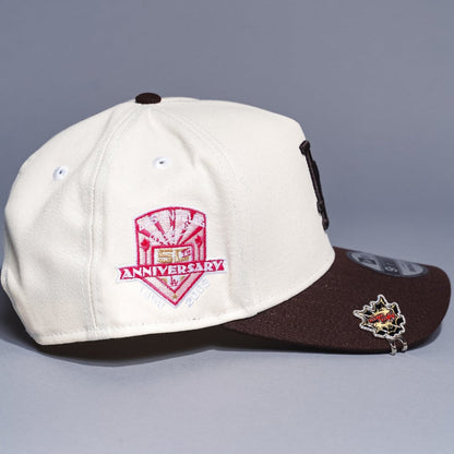 NEW ERA 9FIFTY A-FRAME CHROME/BROWN LOS ANGELES DODGERS W/ 50TH ANNIVERSARY SIDE PATCH