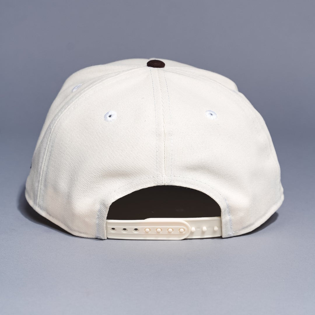 NEW ERA 9FIFTY A-FRAME CHROME/BROWN LOS ANGELES DODGERS W/ 50TH ANNIVERSARY SIDE PATCH