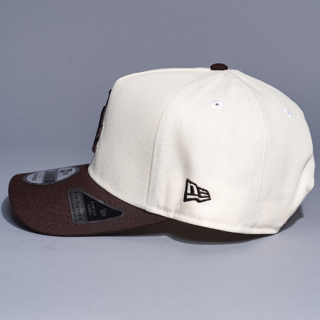 NEW ERA 9FIFTY A-FRAME CHROME/BROWN LOS ANGELES DODGERS W/ 50TH ANNIVERSARY SIDE PATCH