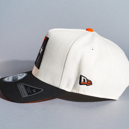 NEW ERA 9FIFTY A-FRAME CHROME/BLACK HOUSTON ASTROS SNAPBACK W/ 20TH ANNIVERSARY SIDE PATCH