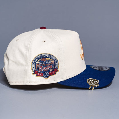 NEW ERA 9FIFTY A-FRAME CHROME/BLUE ATLANTA BRAVES SNAPBACK W/ 2017 INAUGURAL SEASON SIDE PATCH