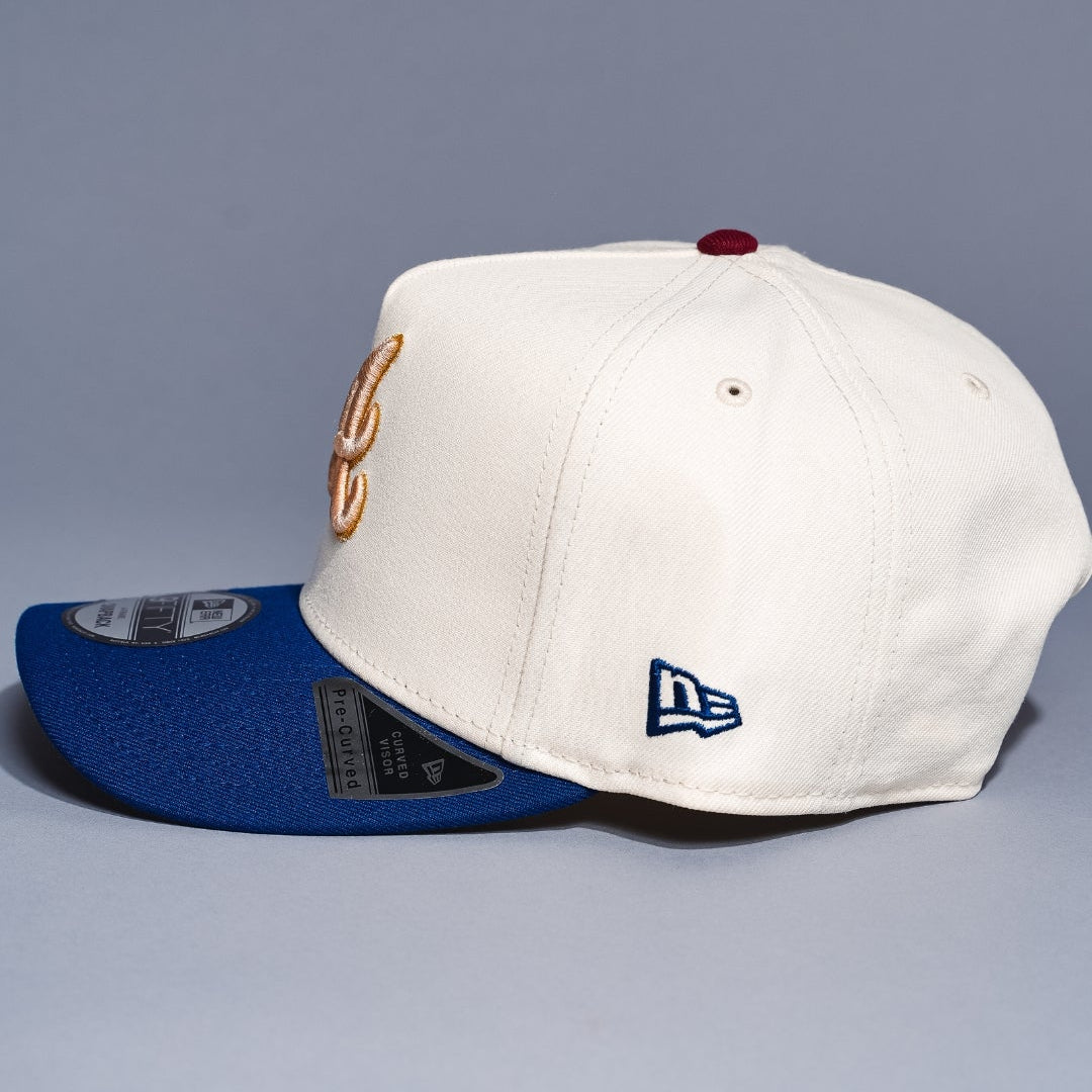 NEW ERA 9FIFTY A-FRAME CHROME/BLUE ATLANTA BRAVES SNAPBACK W/ 2017 INAUGURAL SEASON SIDE PATCH