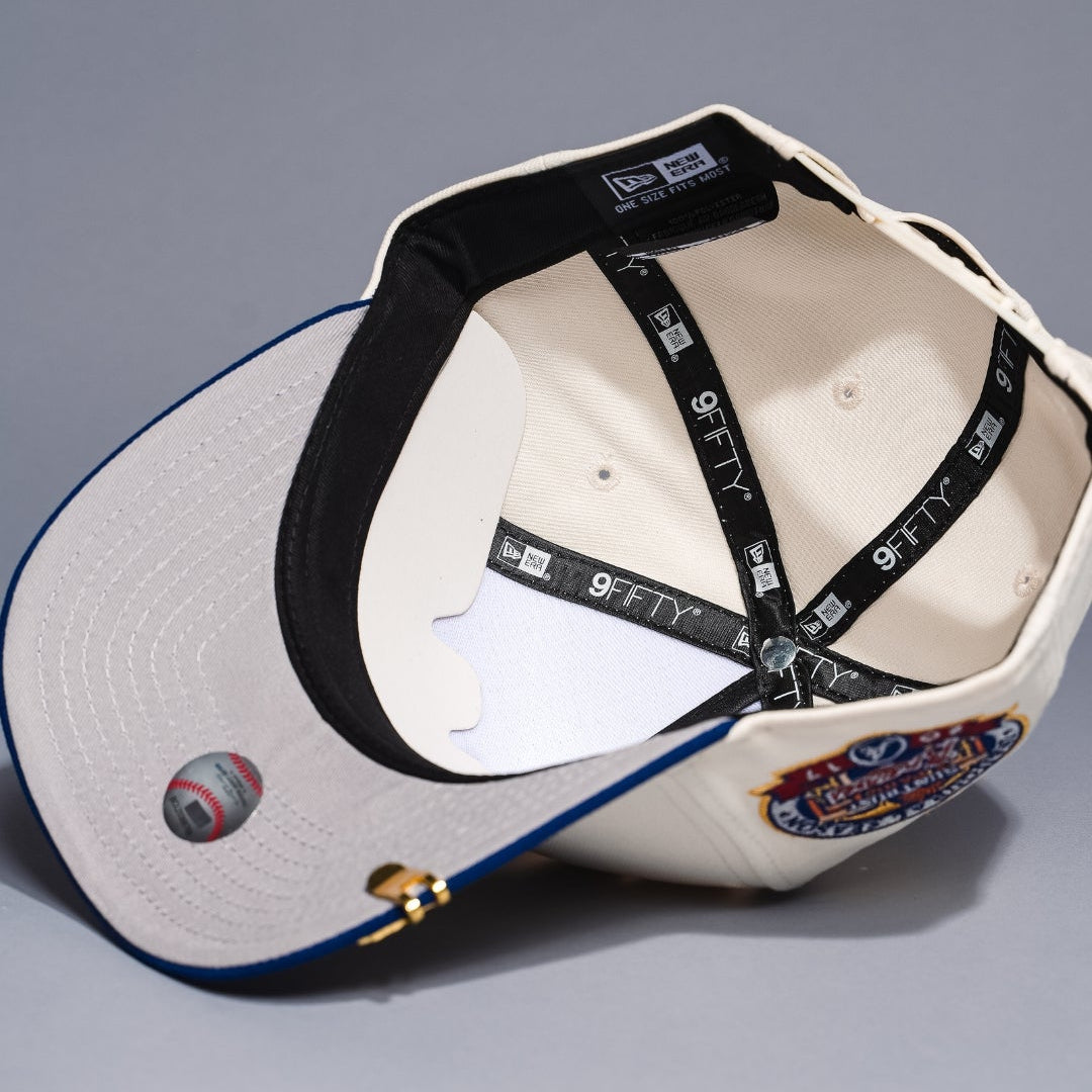 NEW ERA 9FIFTY A-FRAME CHROME/BLUE ATLANTA BRAVES SNAPBACK W/ 2017 INAUGURAL SEASON SIDE PATCH