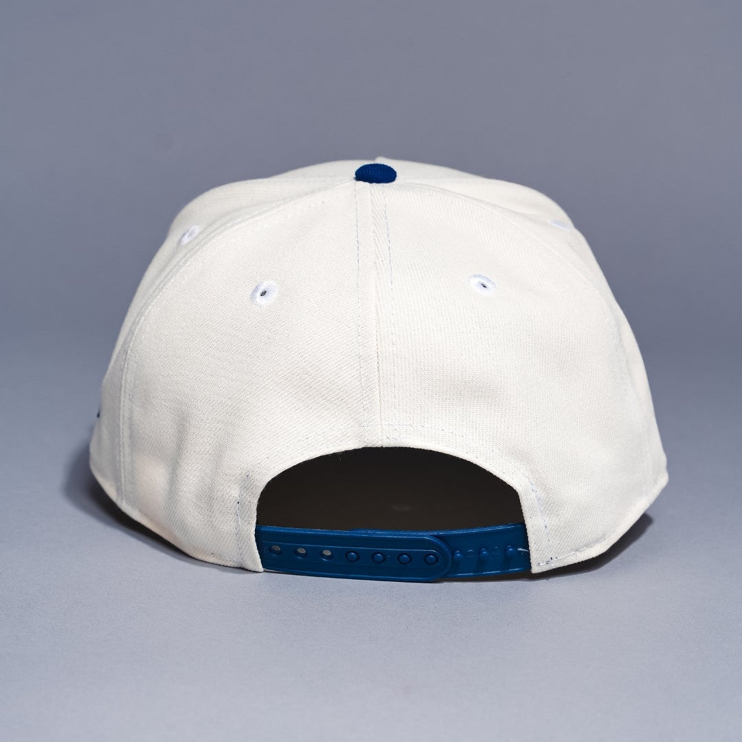 NEW ERA 9FIFTY A-FRAME CHROME/BLUE LOS ANGELES DODGERS W/ WORLD SERIES CHAMPIONS SIDE PATCH