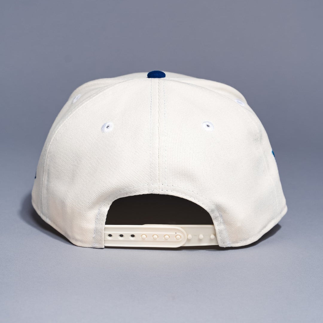 NEW ERA 9FIFTY A-FRAME CHROME/BLUE LOS ANGELES DODGERS W/ 75TH WORLD SERIES SIDE PATCH