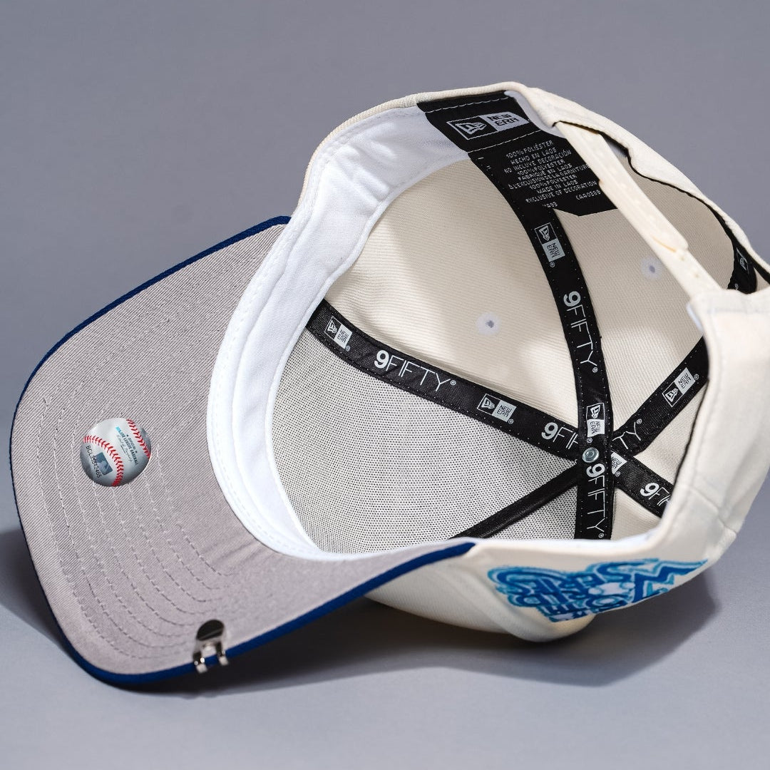 NEW ERA 9FIFTY A-FRAME CHROME/BLUE LOS ANGELES DODGERS W/ 75TH WORLD SERIES SIDE PATCH