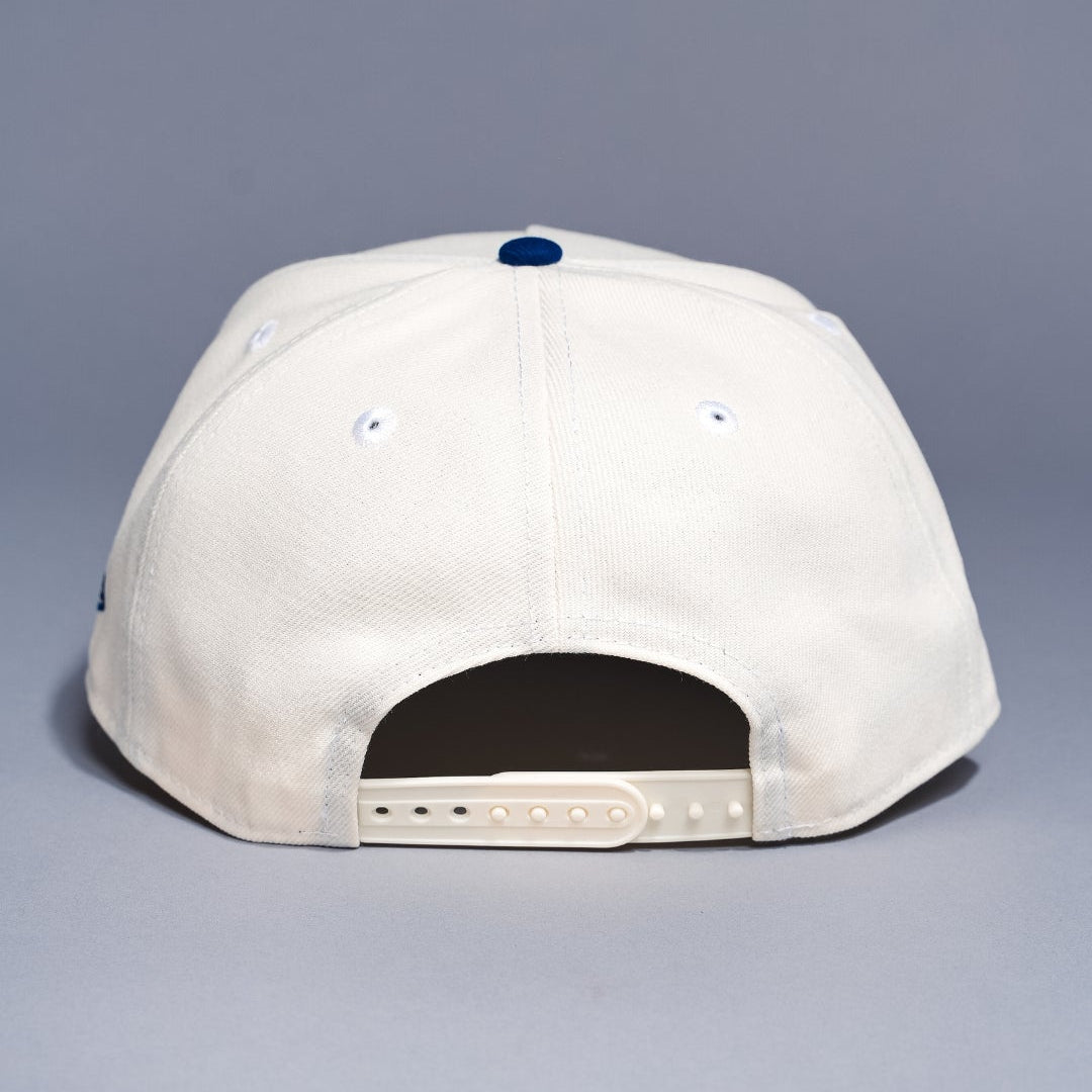 NEW ERA 9FIFTY A-FRAME CHROME/BLUE LOS ANGELES DODGERS W/ 100TH ANNIVERSARY SIDE PATCH