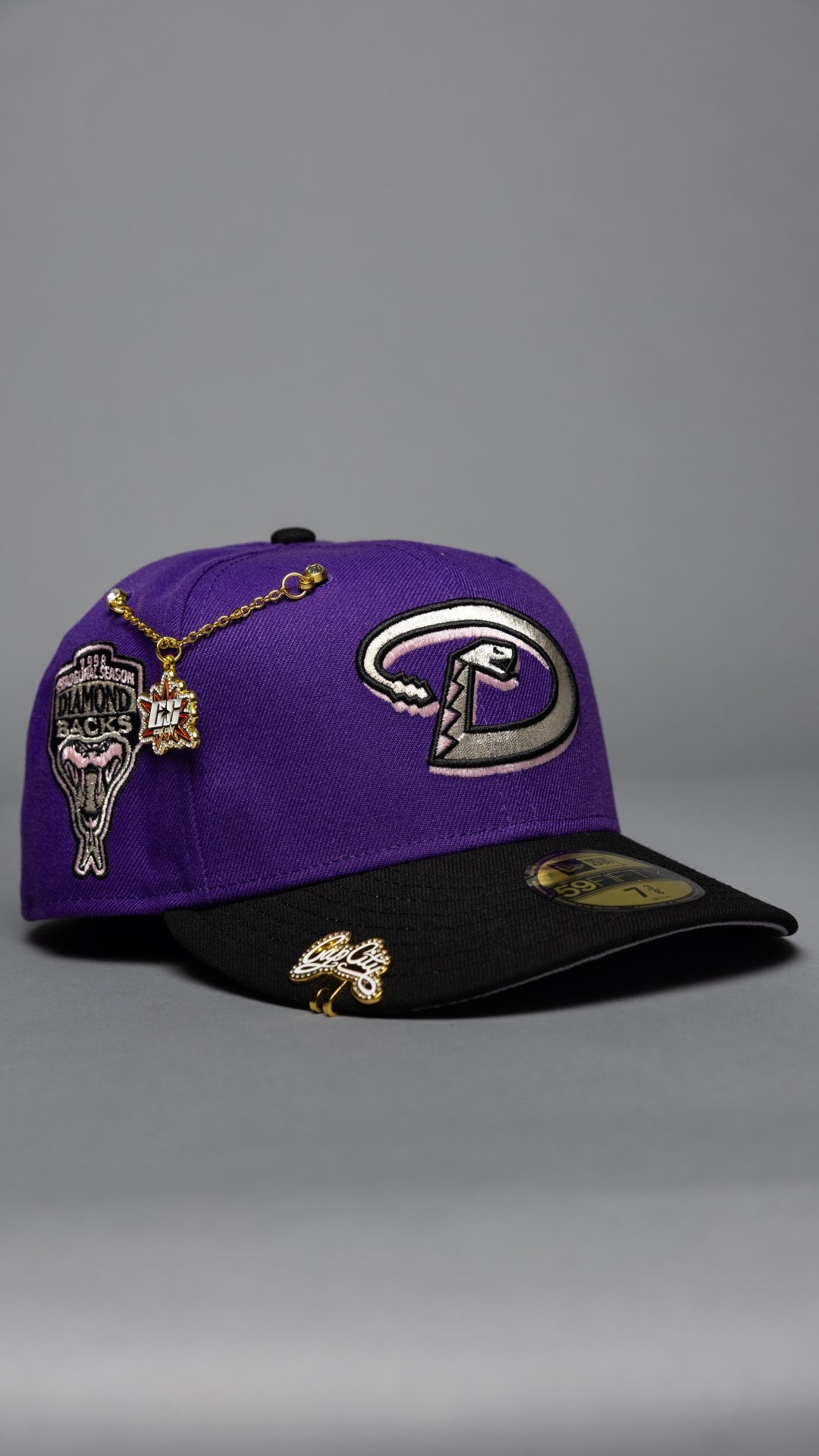 NEW ERA EXCLUSIVE 59FIFTY PURPLE/BLACK ARIZONA DIAMONDBACKS W/ 1998 INAUGURAL SEASON SIDE PATCH