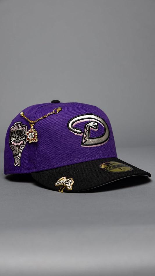 NEW ERA EXCLUSIVE 59FIFTY PURPLE/BLACK ARIZONA DIAMONDBACKS W/ 1998 INAUGURAL SEASON SIDE PATCH