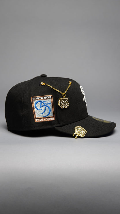 NEW ERA EXCLUSIVE 59FIFTY BLACK CHICAGO WHITE SOX W/ 95TH ANNIVERSARY SIDE PATCH