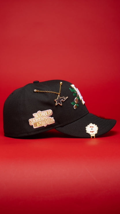 NEW ERA EXCLUSIVE 59FIFTY BLACK LOS ANGELES DODGERS W/ GOLD ROSE + 1981 WORLD SERIES SIDE PATCH
