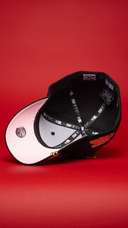 NEW ERA EXCLUSIVE 59FIFTY BLACK LOS ANGELES DODGERS W/ GOLD ROSE + 1981 WORLD SERIES SIDE PATCH