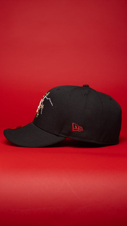 NEW ERA EXCLUSIVE 59FIFTY BLACK LOS ANGELES DODGERS W/ EMBROIDERY + JAPANESE FLAG SIDE PATCH