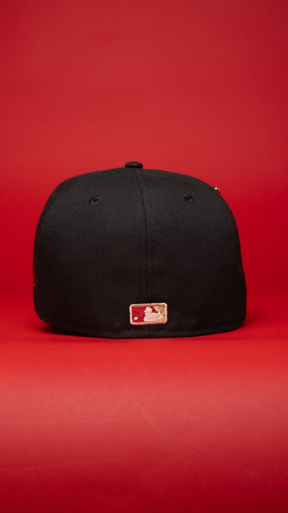 NEW ERA EXCLUSIVE 59FIFTY BLACK LOS ANGELES DODGERS W/ EMBROIDERY + JAPANESE FLAG SIDE PATCH