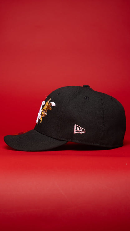 NEW ERA EXCLUSIVE 59FIFTY BLACK LOS ANGELES DODGERS "CITY OF ANGELS" W/ WORLD CHAMPIONS SIDE PATCH