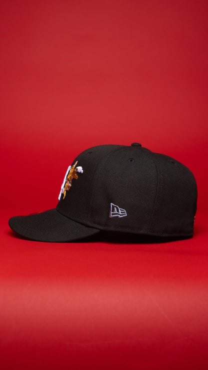 NEW ERA EXCLUSIVE 59FIFTY BLACK LOS ANGELES DODGERS "CITY OF ANGELS" W/ 2020 WORLD SERIES SIDE PATCH