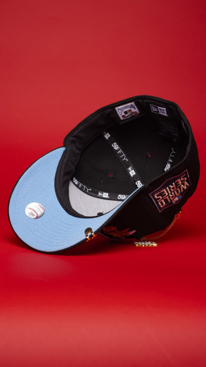 NEW ERA EXCLUSIVE 59FIFTY BLACK LOS ANGELES DODGERS "CITY OF ANGELS" W/ 2020 WORLD SERIES SIDE PATCH
