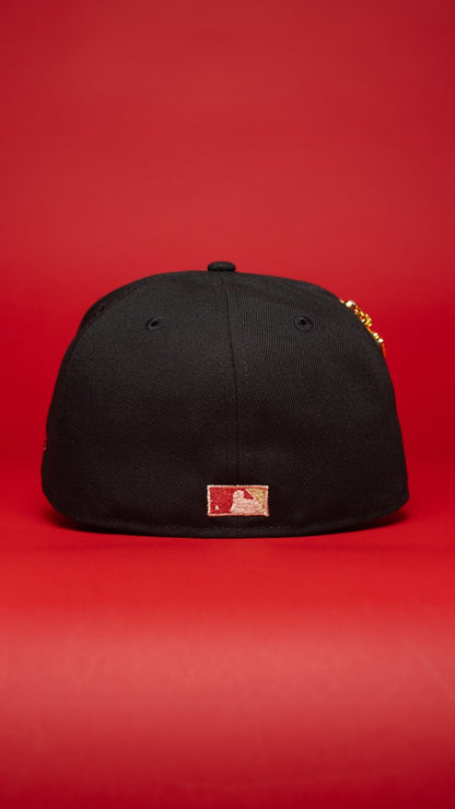 NEW ERA EXCLUSIVE 59FIFTY BLACK LOS ANGELES DODGERS W/ BURNT ROSES + FERNANDO VALENZUELA SIDE PATCH