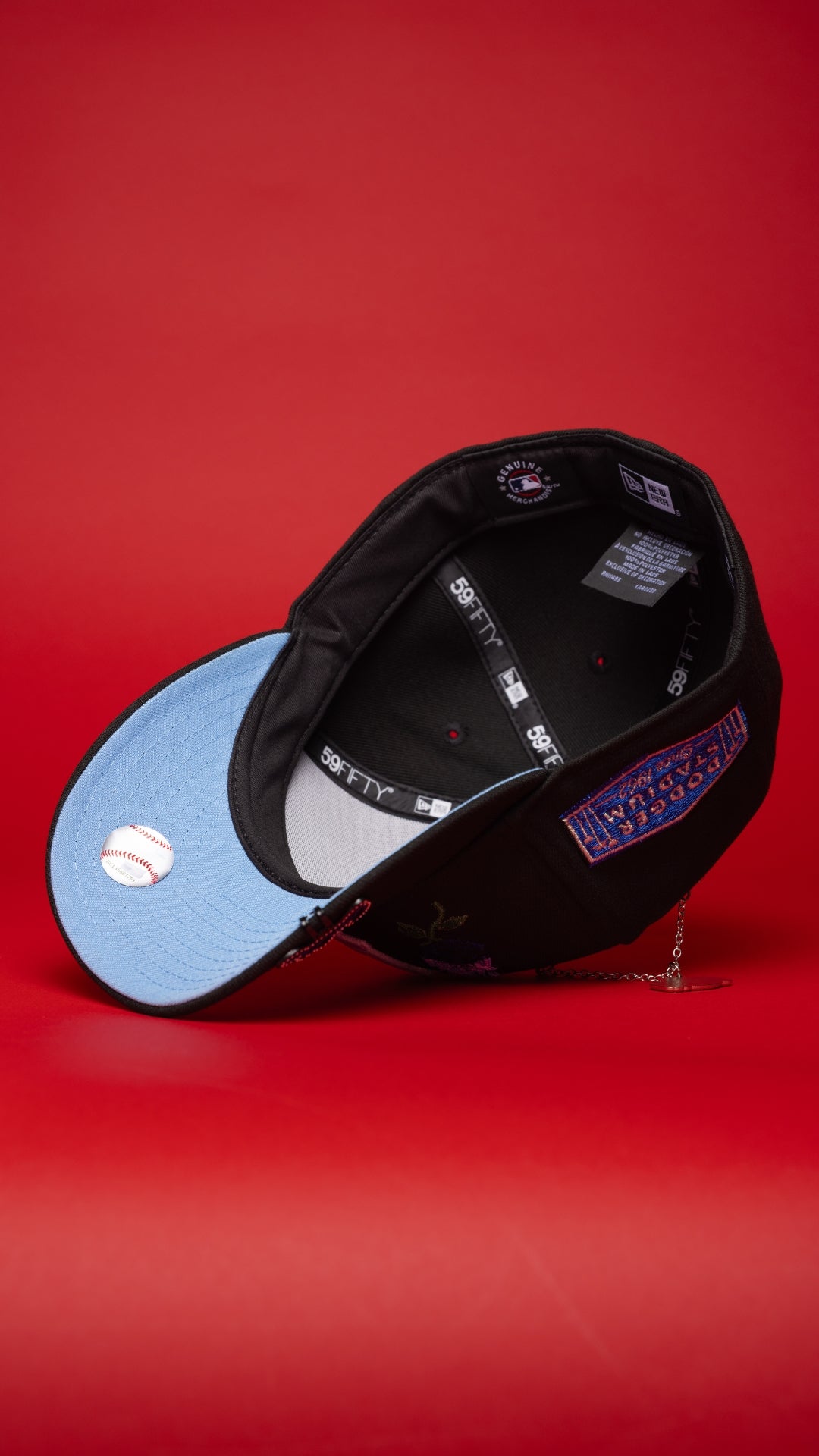 NEW ERA EXCLUSIVE 59FIFTY BLACK LOS ANGELES DODGERS W/ BURNT ROSES + DODGER STADIUM SIDE PATCH
