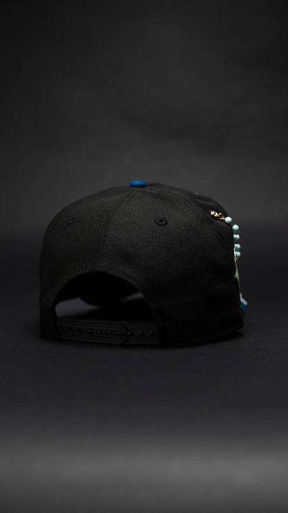NEW ERA EXCLUSIVE 9FIFTY BLACK/COBALT BLUE TEXAS RANGERS SNAPBACK W/ FINAL SEASON SIDE PATCH