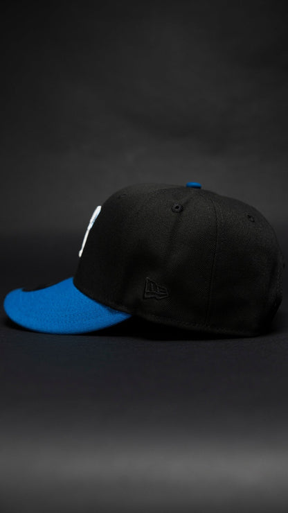 NEW ERA EXCLUSIVE 9FIFTY BLACK/COBALT BLUE TEXAS RANGERS SNAPBACK W/ FINAL SEASON SIDE PATCH