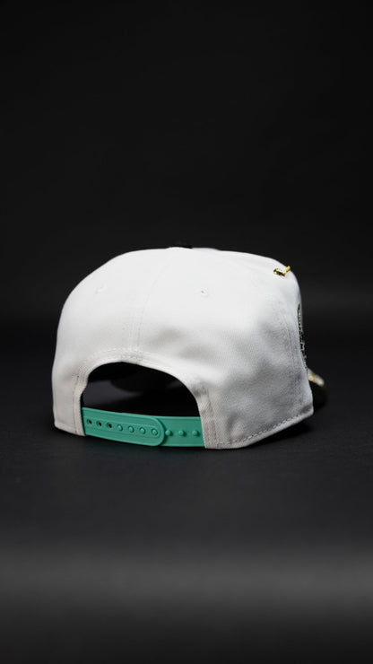 NEW ERA EXCLUSIVE 9FIFTY PEARL WHITE/BLACK ANAHEIM ANGELS SNAPBACK W/ 50TH ANNIVERSARY SIDE PATCH