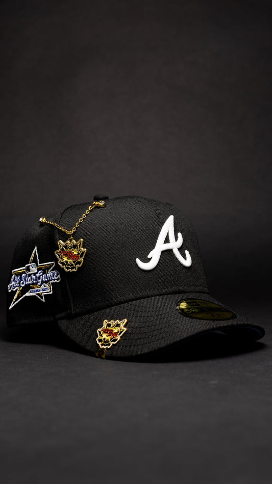 NEW ERA EXCLUSIVE 59FIFTY BLACK ATLANTA BRAVES W/ ALL STAR GAME SIDE PATCH