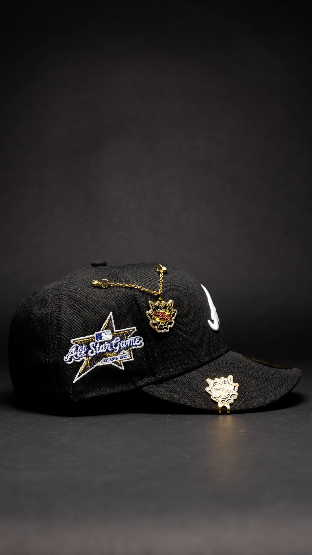 NEW ERA EXCLUSIVE 59FIFTY BLACK ATLANTA BRAVES W/ ALL STAR GAME SIDE PATCH