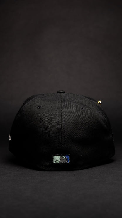 NEW ERA EXCLUSIVE 59FIFTY BLACK NEW YORK YANKEES W/ 100TH SEASON SIDE PATCH