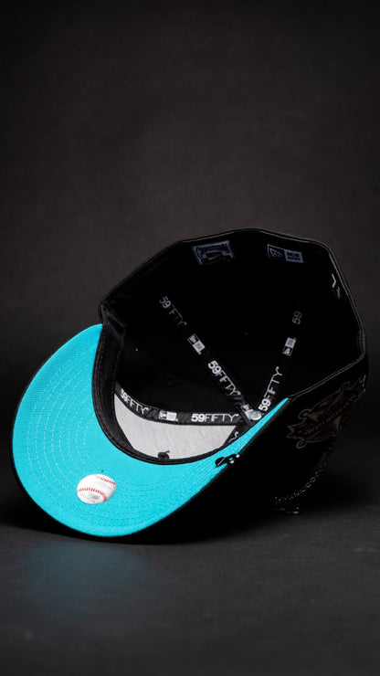 NEW ERA EXCLUSIVE 59FIFTY BLACK TEXAS RANGERS W/ ALL STAR GAME SIDE PATCH