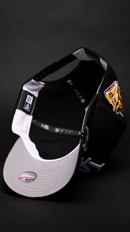 NEW ERA 9FIFTY A-FRAME BLACK LOS ANGELES DODGERS SNAPBACK W/ PINK HEART + 1959 ALL SAR GAME SIDE PATCH