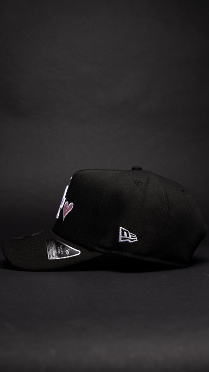 NEW ERA 9FIFTY A-FRAME BLACK LOS ANGELES DODGERS SNAPBACK W/ PINK HEART + 1959 ALL SAR GAME SIDE PATCH