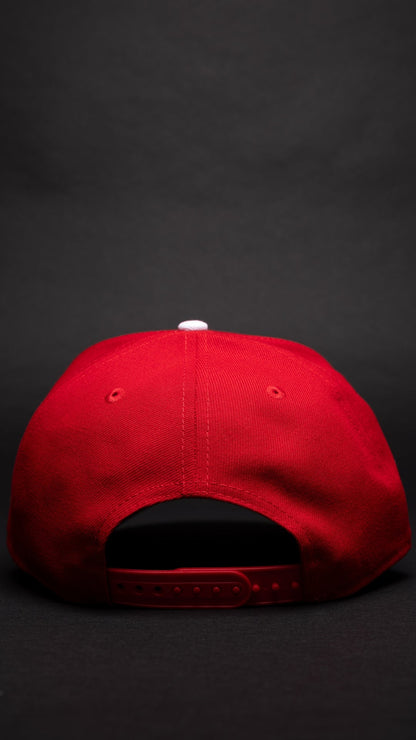 NEW ERA 9FIFTY A-FRAME RED LOS ANGELES DODGERS W/ PINK HEART + 50TH ANNIVERSARY SIDE PATCH