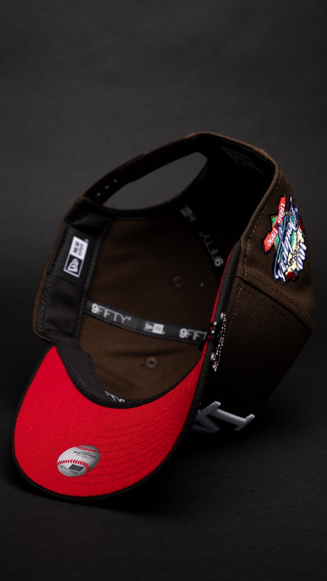 NEW ERA 9FIFTY A-FRAME BROWN/BLACK LOS ANGELES DODGERS W/ RED HEART + 100TH ANNIVERSARY SIDE PATCH
