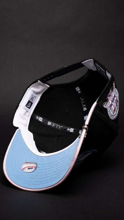 NEW ERA 9FIFTY A-FRAME BLACK/PINK ANAHEIM ANGELS W/ 50TH ANNIVERSARY SIDE PATCH