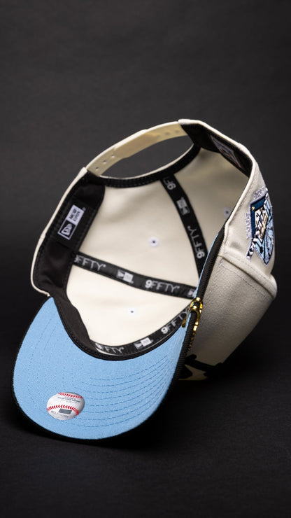 NEW ERA 9FIFTY A-FRAME CHROME/BLACK LOS ANGELES DODGERS SNAPBACK W/ HEART + 50TH ANNIVERSARY SIDE PATCH