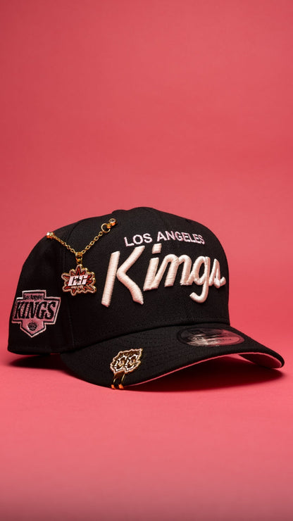 NEW ERA EXCLUSIVE 9FIFTY BLACK LOS ANGELES KINGS SCRIPT SNAPBACK W/ "KINGS" LOGO SIDE PATCH