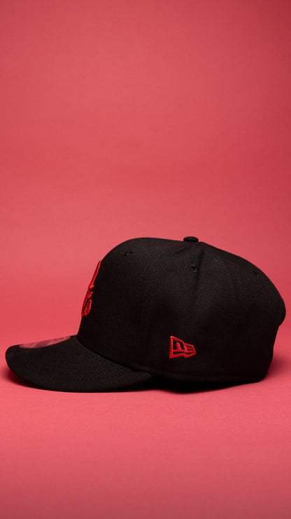 NEW ERA EXCLUSIVE 9FIFTY BLACK BALTIMORE ORIOLES SNAPBACK W/ 50TH ANNIVERSARY SIDE PATCH