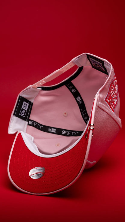 NEW ERA 9FIFTY A-FRAME PINK LOS ANGELES DODGERS W/ 2020 WORLD SERIES SIDE PATCH